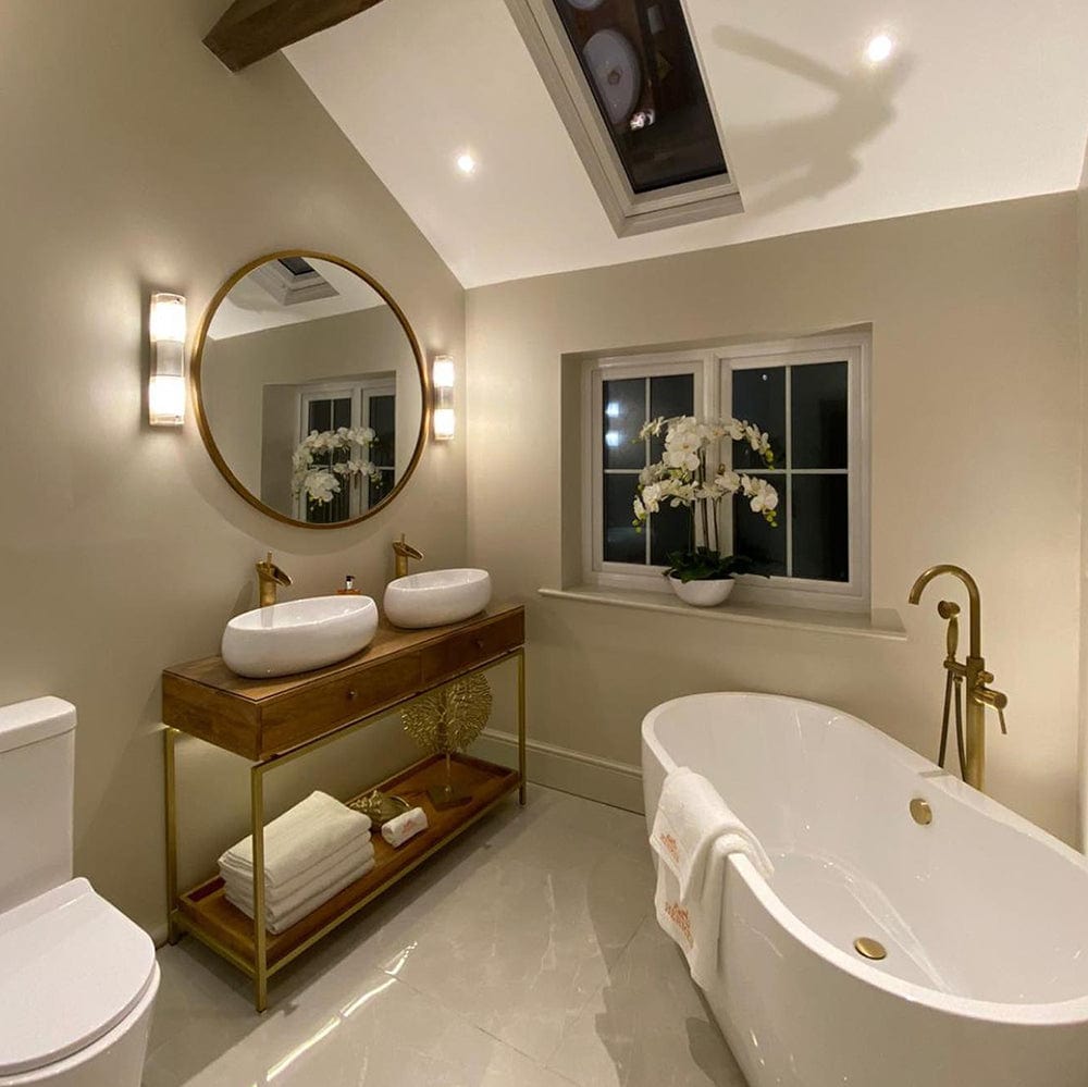 Baterie lavoar din alama, tip cascada, auriu antichizat