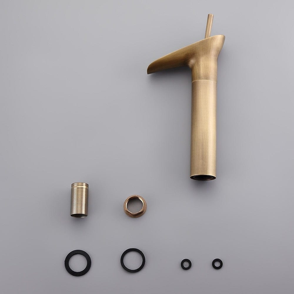 Baterie lavoar din alama, tip cascada, auriu antichizat