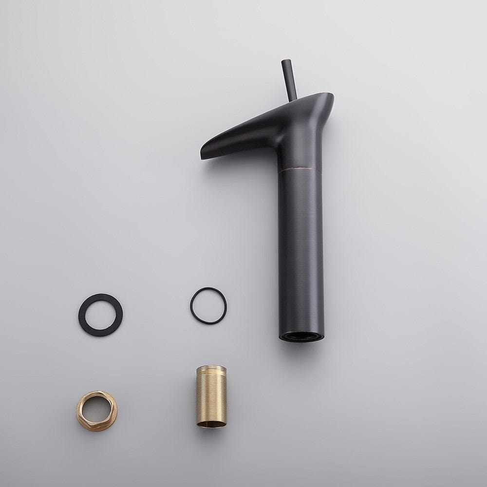 Baterie lavoar din alama, tip cascada, negru