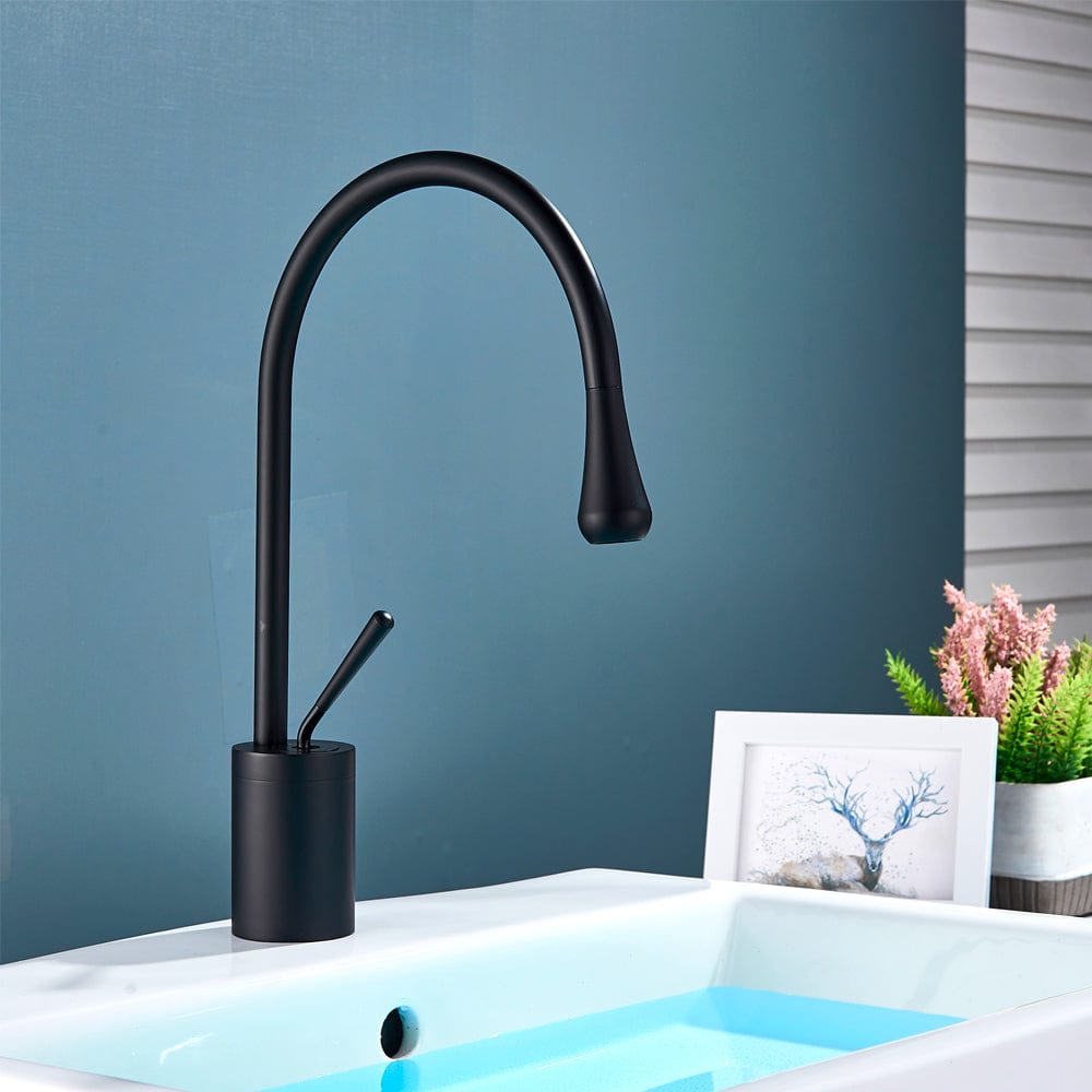 Baterie lavoar inalta Lebend, neagra, cu montare pe chiuveta