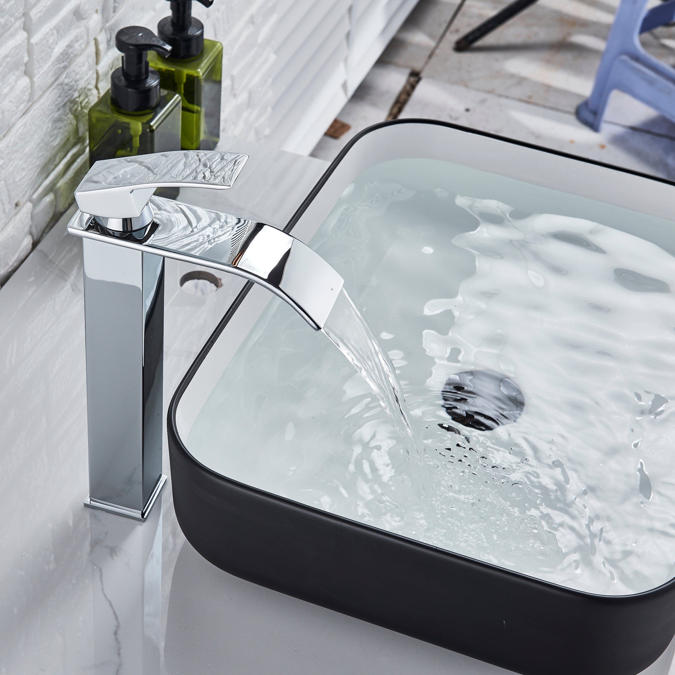 Baterie lavoar Milly1208, din alama cu montare in blat, argintiu cromat