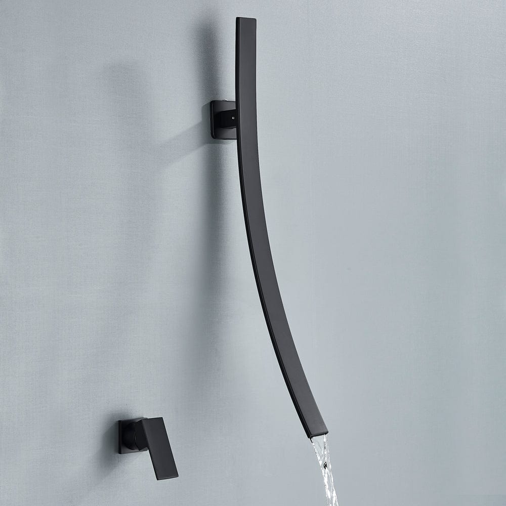 Baterie lavoar neagra cu montare pe perete