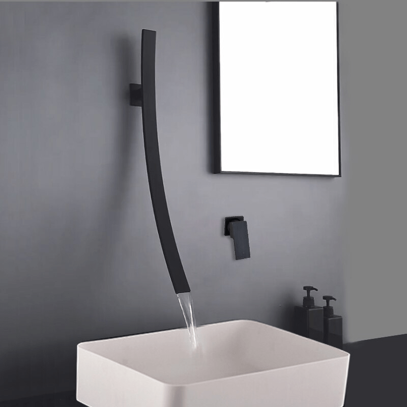 Baterie lavoar neagra cu montare pe perete