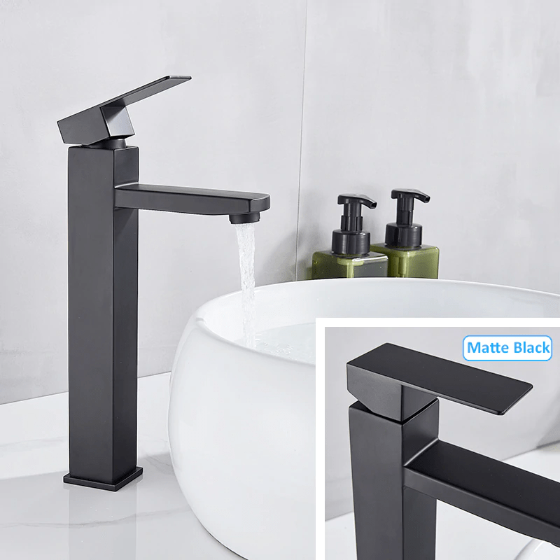 Baterie lavoar neagra, din alama cu montare in blat