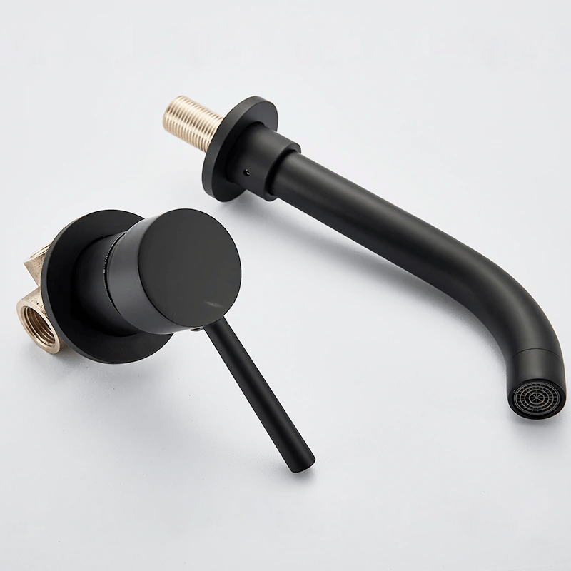 Baterie lavoar neagra Stev1203, din alama cu montare in perete