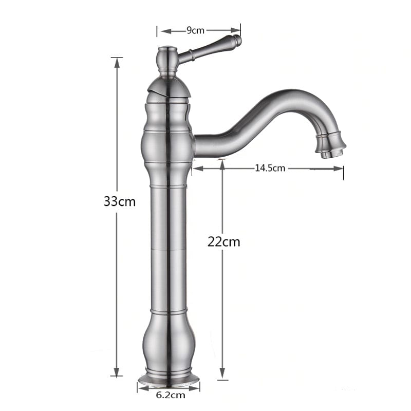 Baterie lavoar retro Groben Nose, montare pe blat, pipa flexibila 360 de grade, argintiu cromat