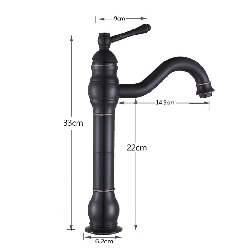 Baterie lavoar retro Groben Nose , montare pe blat, pipa flexibila 360 de grade, neagra