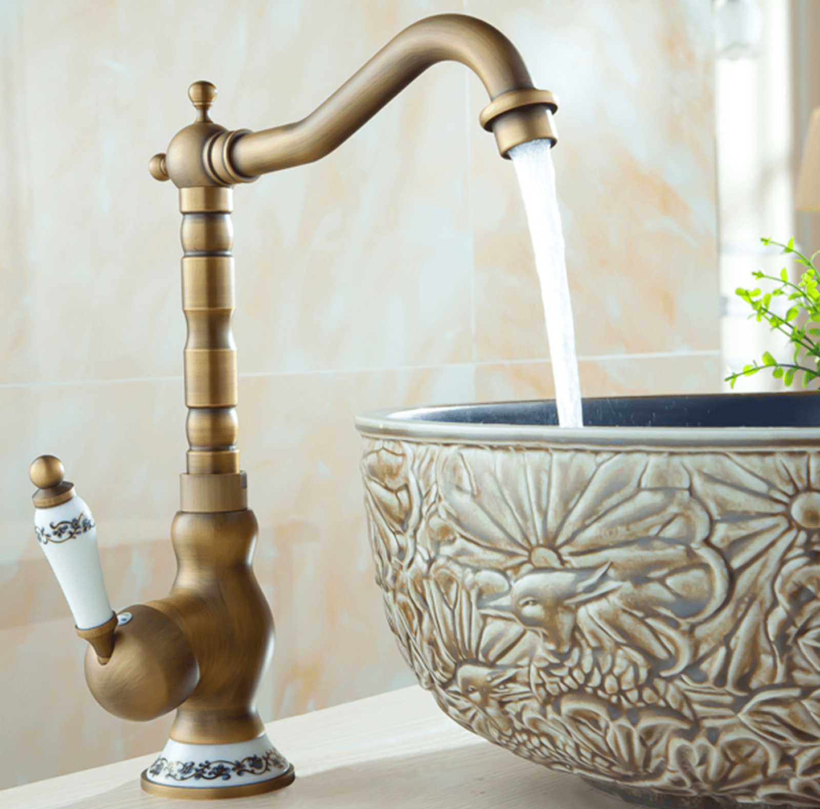 Baterie lavoar retro, inalta, cu montare pe chiuveta