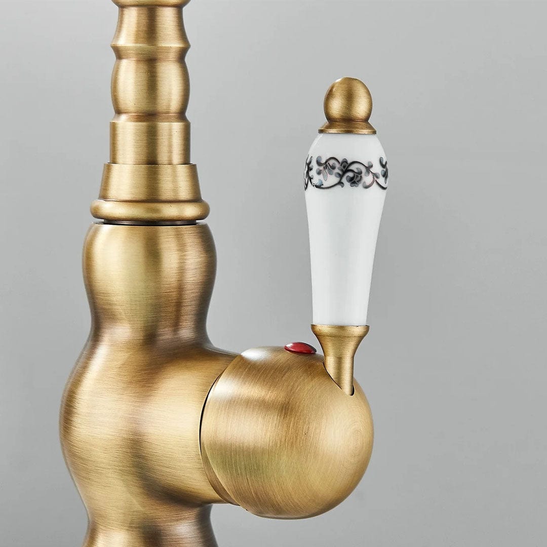 Baterie lavoar retro, montare pe blat, auriu mat