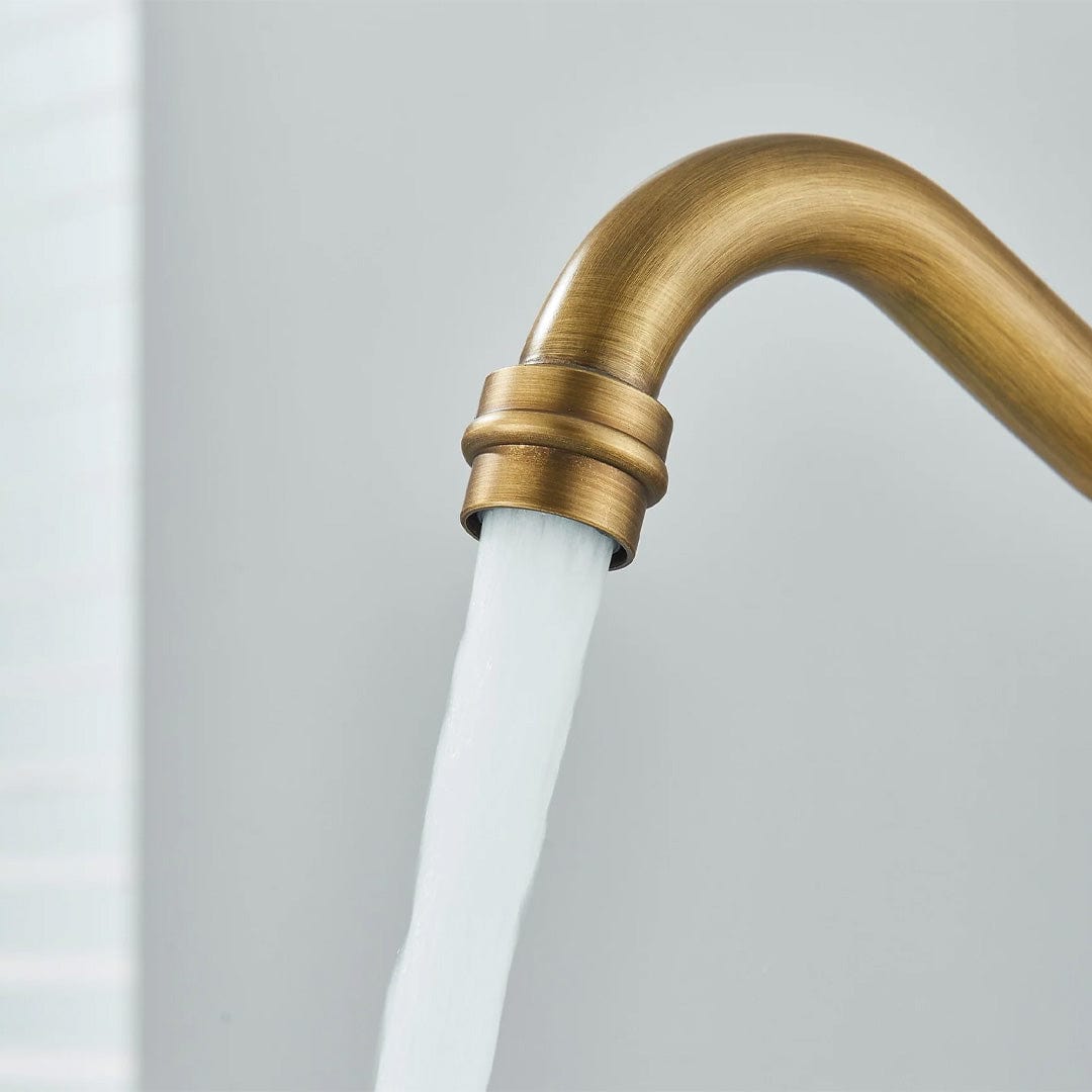 Baterie lavoar retro, montare pe blat, auriu mat