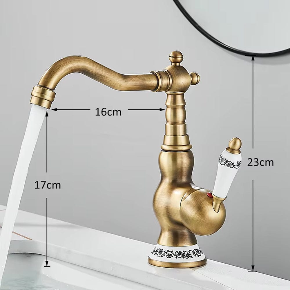 Baterie lavoar retro, montare pe blat, auriu mat