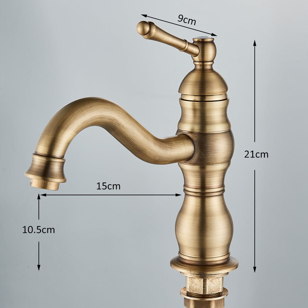 Baterie lavoar retro, montare pe blat, auriu mat