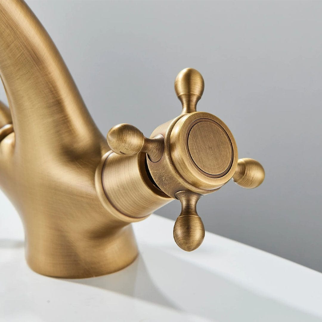 Baterie lavoar retro, montare pe blat, auriu mat