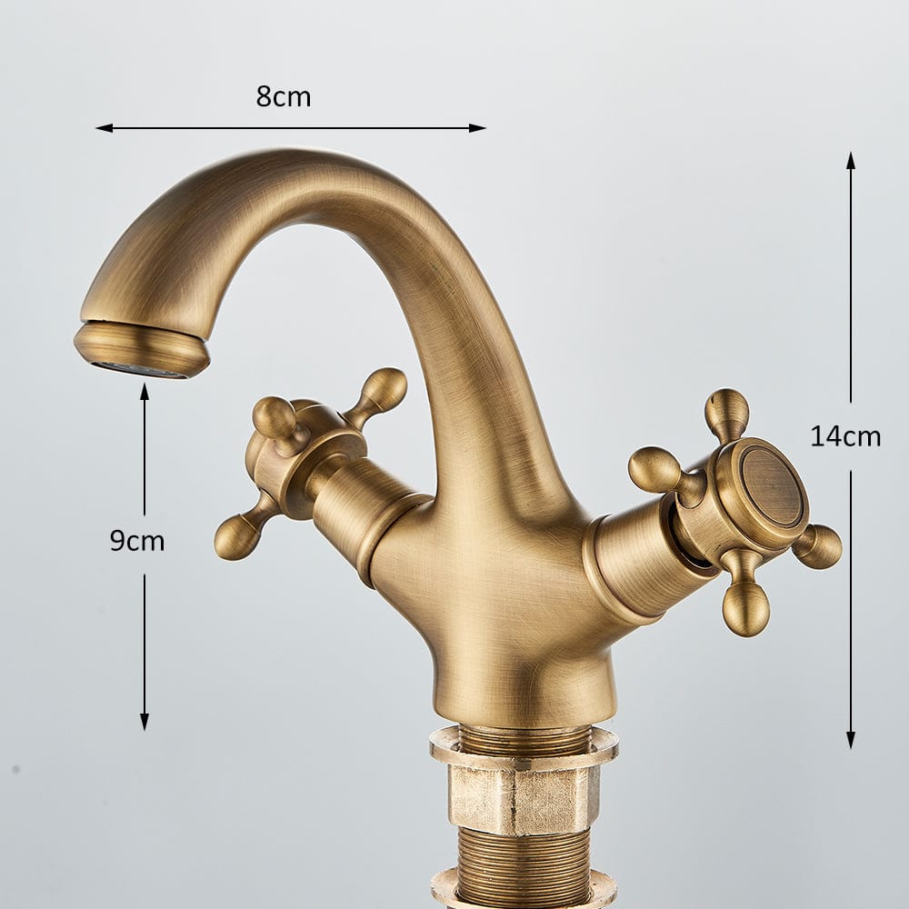 Baterie lavoar retro, montare pe blat, auriu mat