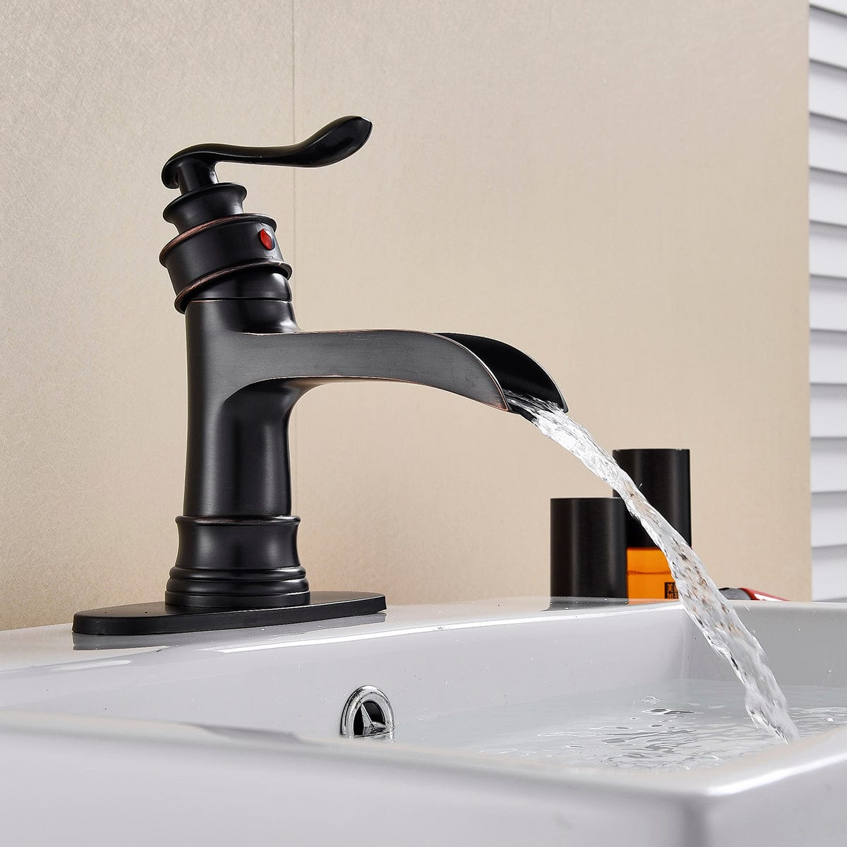 Baterie lavoar retro Stehen, neagra, montare pe chiuveta