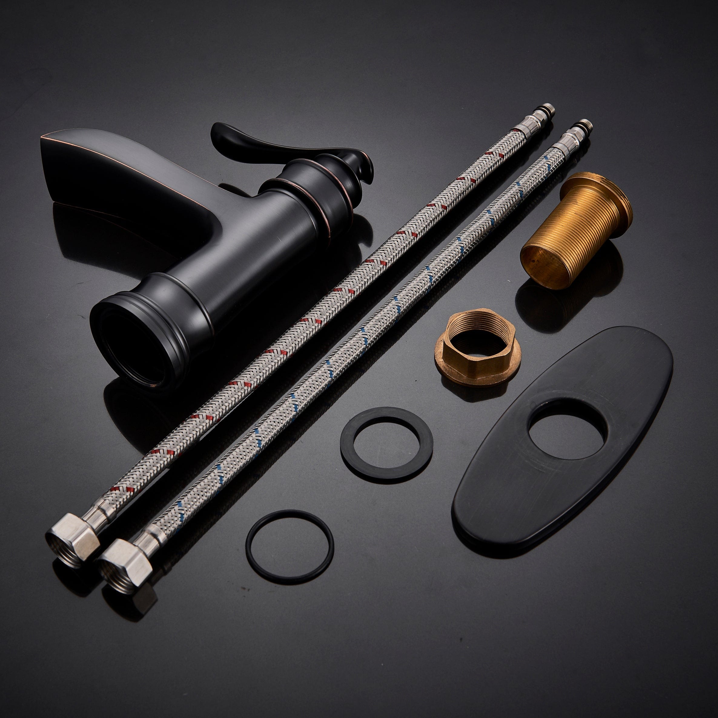 Baterie lavoar retro Stehen, neagra, montare pe chiuveta