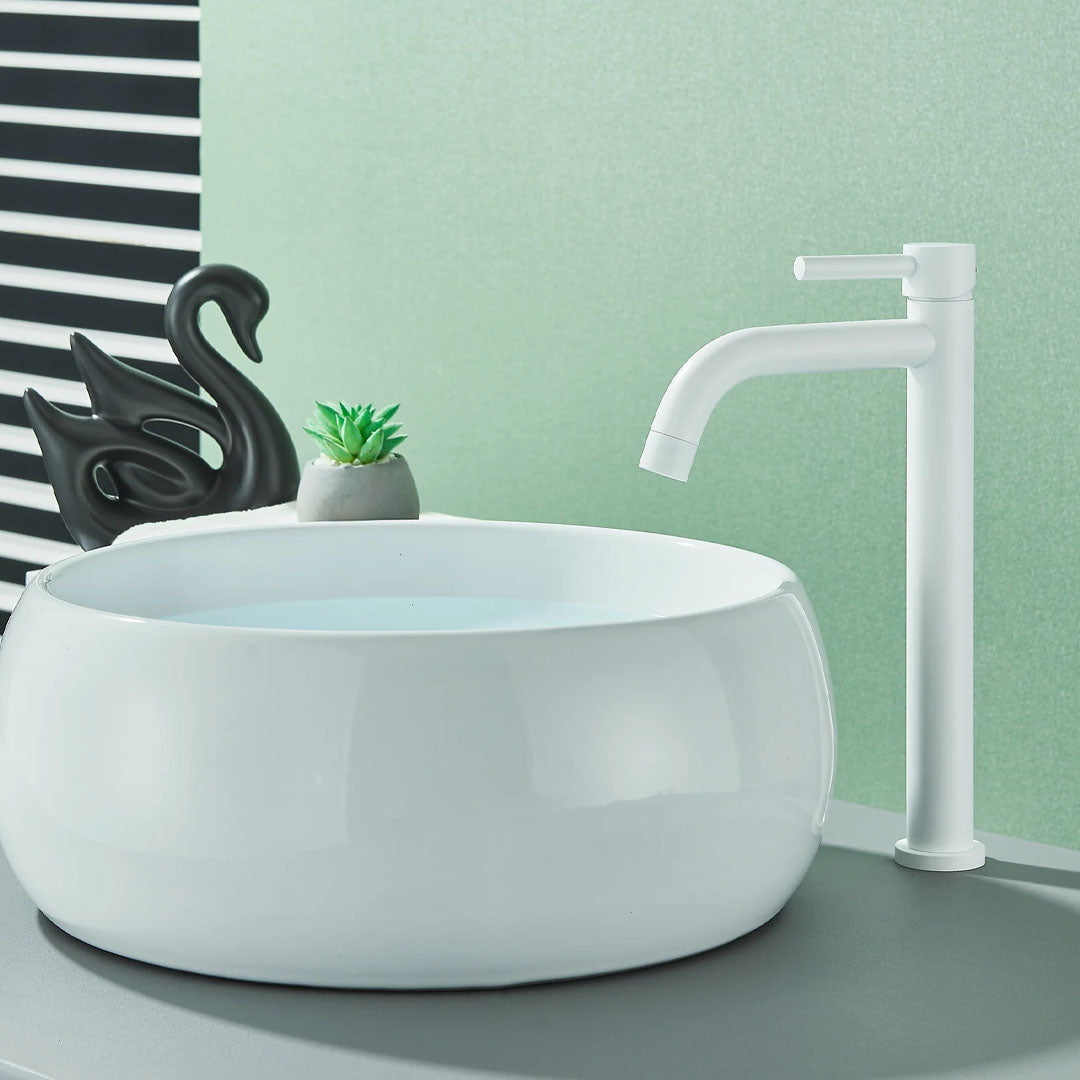 Baterie lavoar slim, cu montare in blat, alb lucios