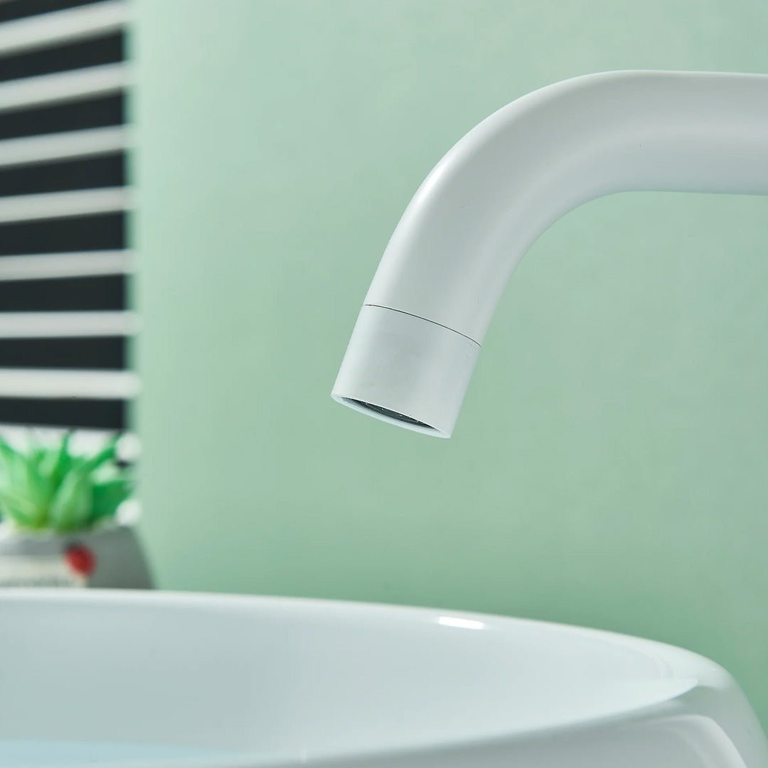 Baterie lavoar slim, cu montare in blat, alb lucios