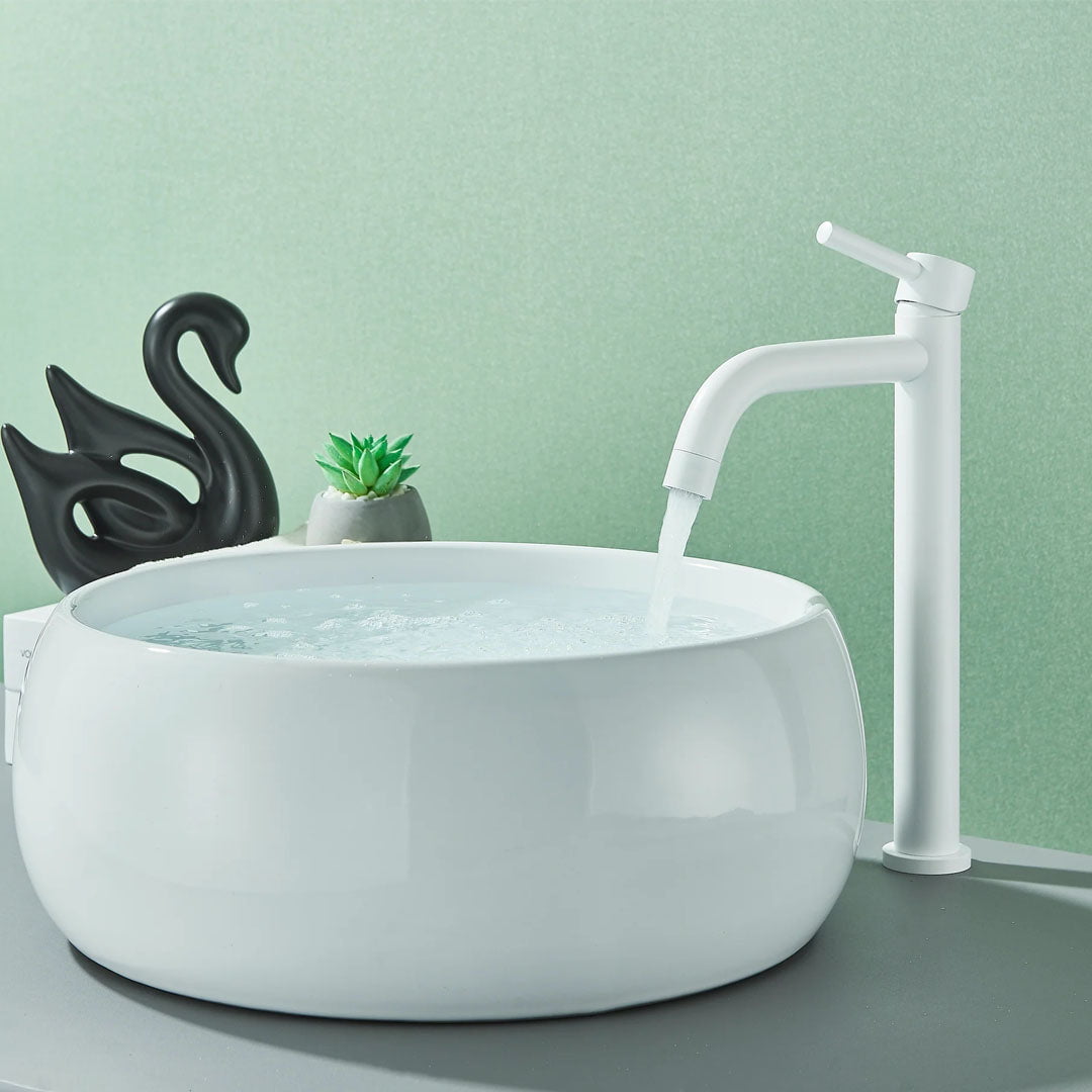 Baterie lavoar slim, cu montare in blat, alb lucios