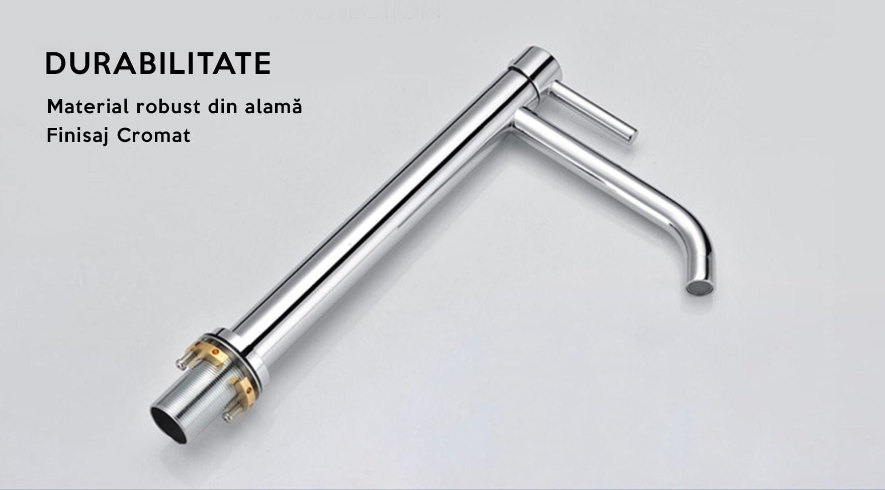 Baterie lavoar slim, cu montare in blat, argintiu cromat