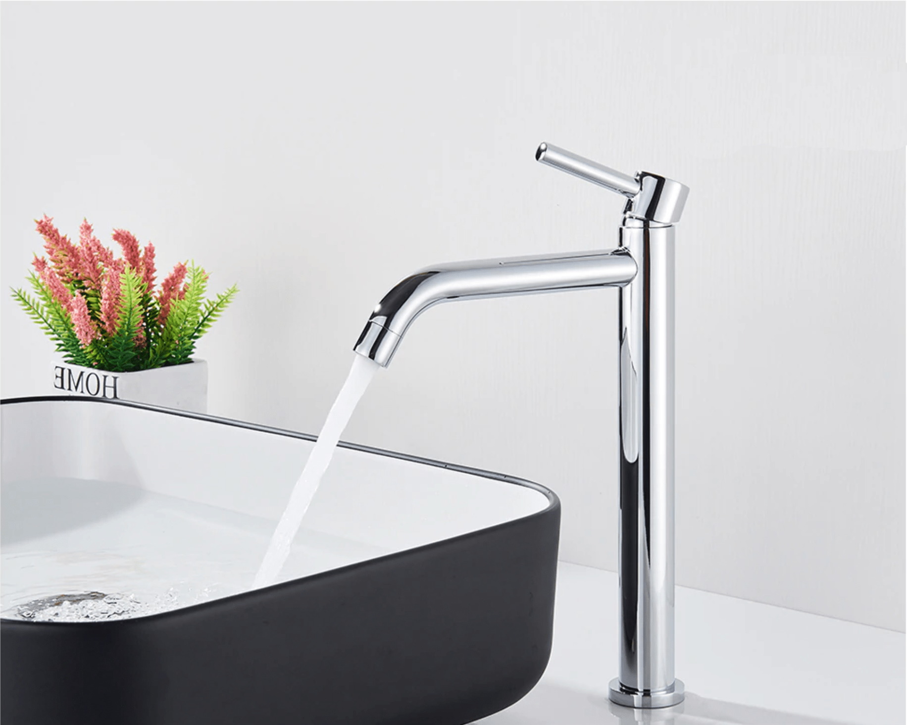 Baterie lavoar slim, cu montare in blat, argintiu cromat