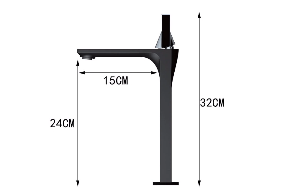 Baterie lavoar slim, neagra, cu montare pe blat