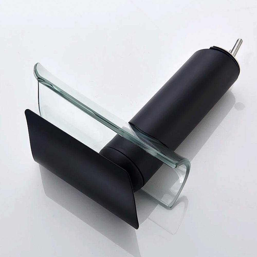 Baterie lavoar, tip cascada, cu un singur orificiu, negru mat