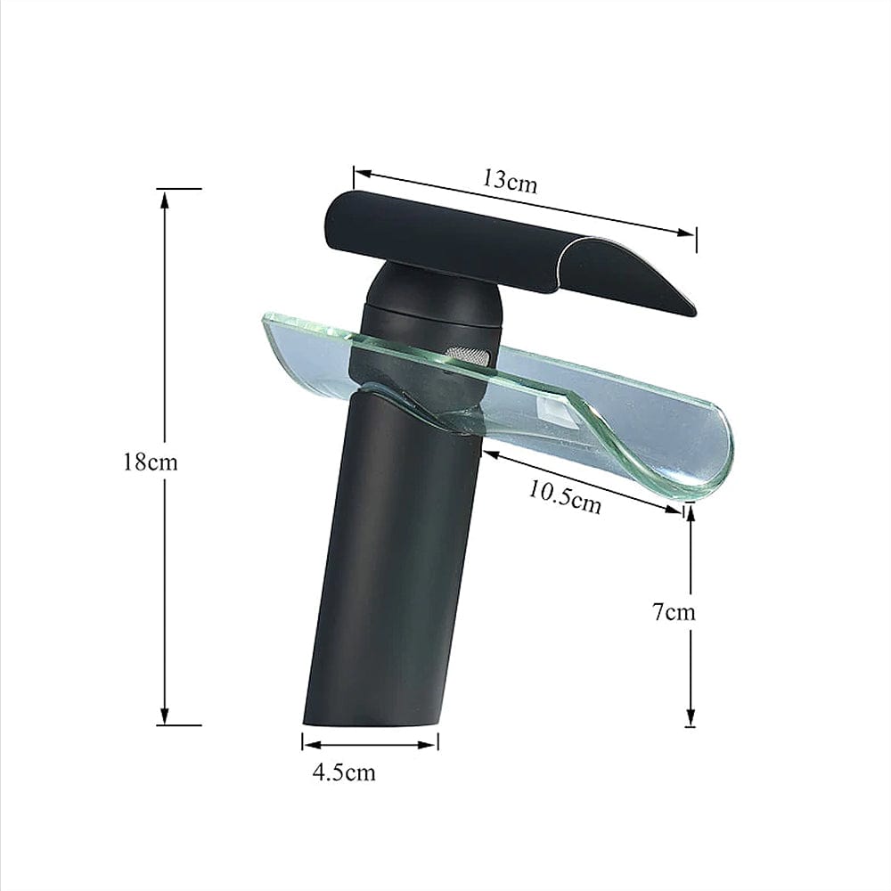 Baterie lavoar, tip cascada, cu un singur orificiu, negru mat