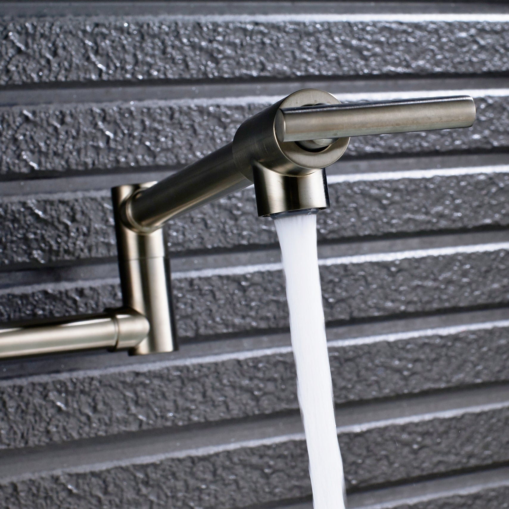 Baterie pentru aragaz din otel masiv, cu montare pe perete si cu brat pliabil, arginitiu nichelat (semilucios)