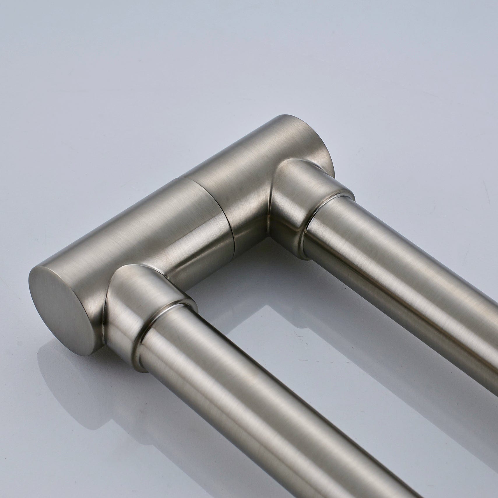 Baterie pentru aragaz din otel masiv, cu montare pe perete si cu brat pliabil, arginitiu nichelat (semilucios)