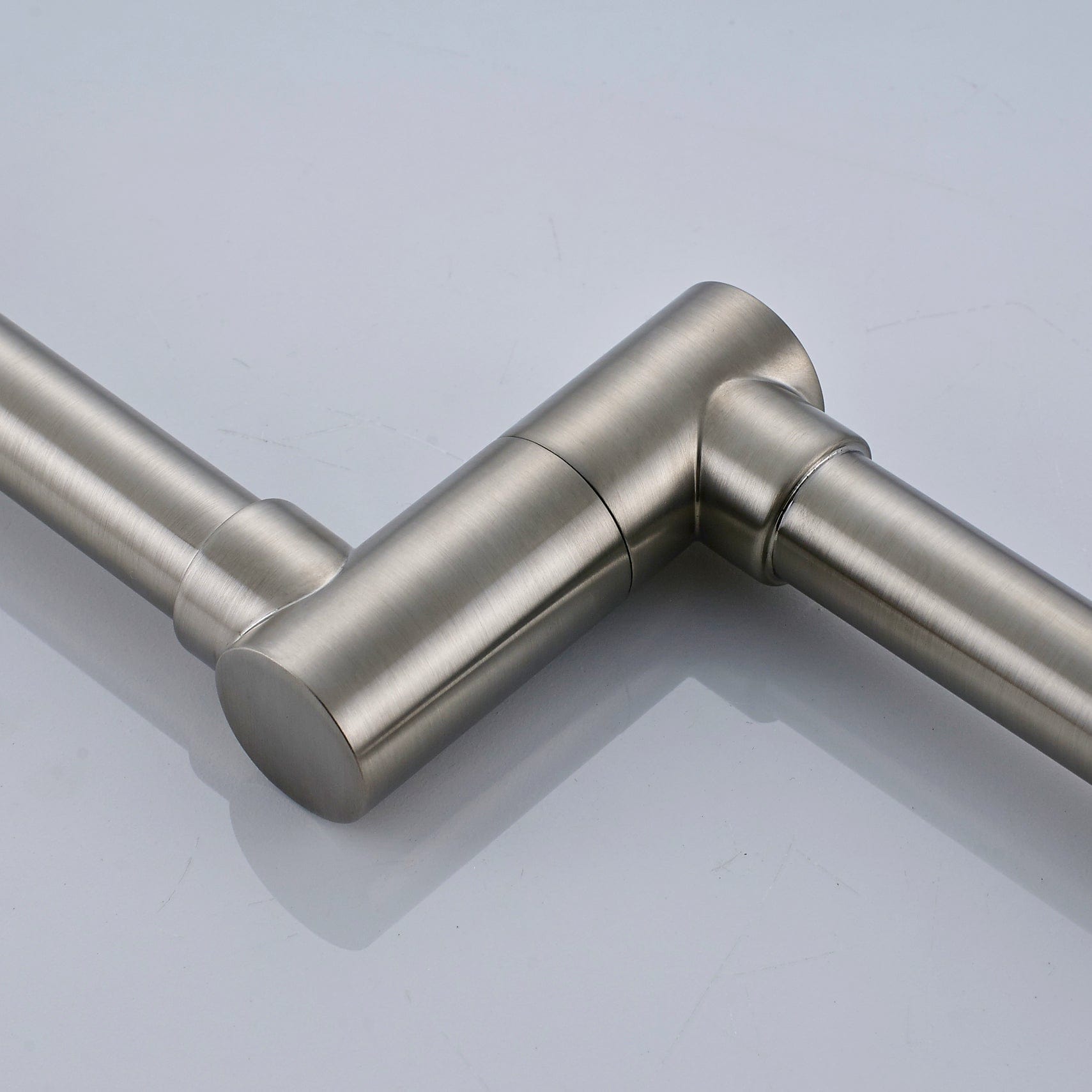 Baterie pentru aragaz din otel masiv, cu montare pe perete si cu brat pliabil, arginitiu nichelat (semilucios)