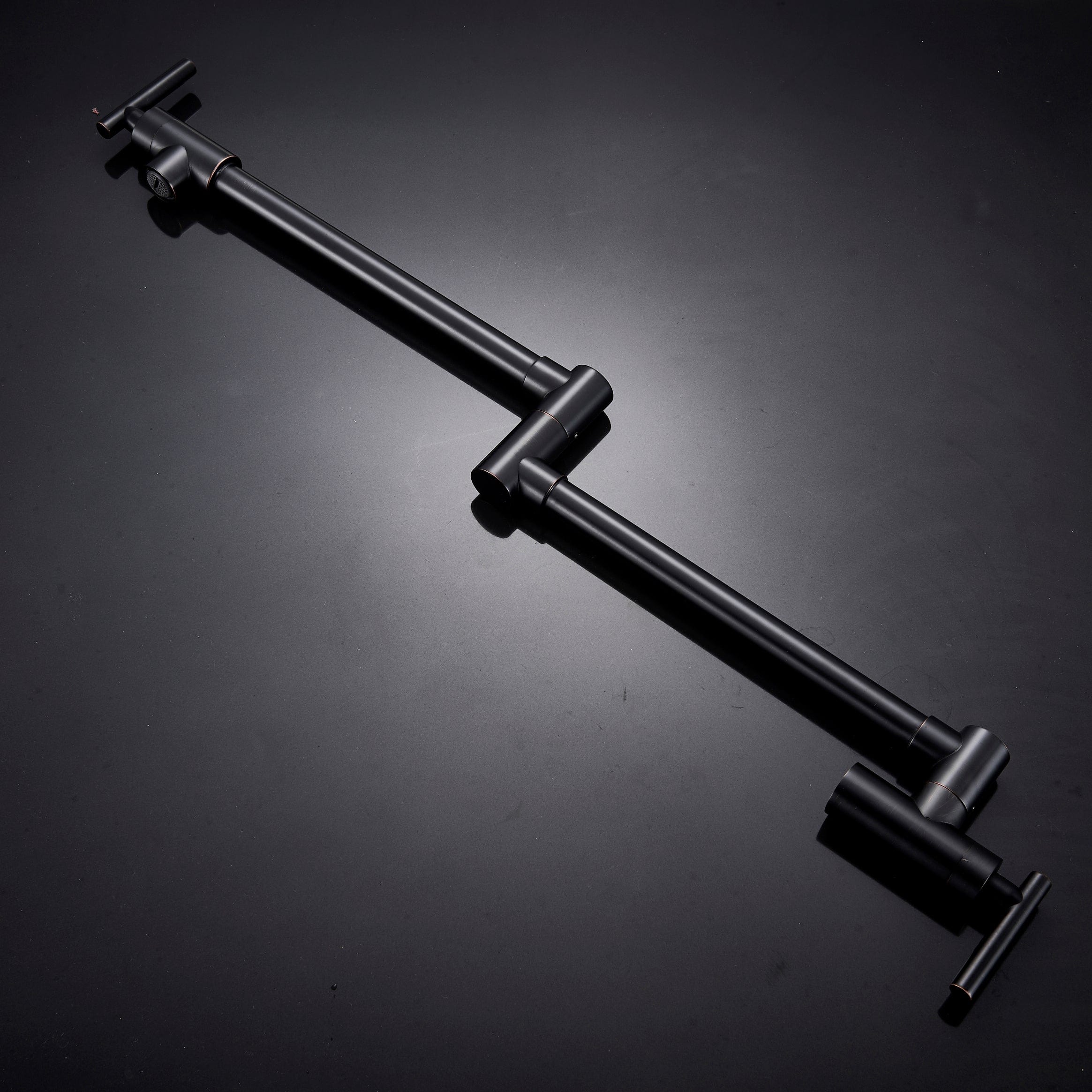 Baterie pentru aragaz din otel masiv, cu montare pe perete si cu brat pliabil, negru