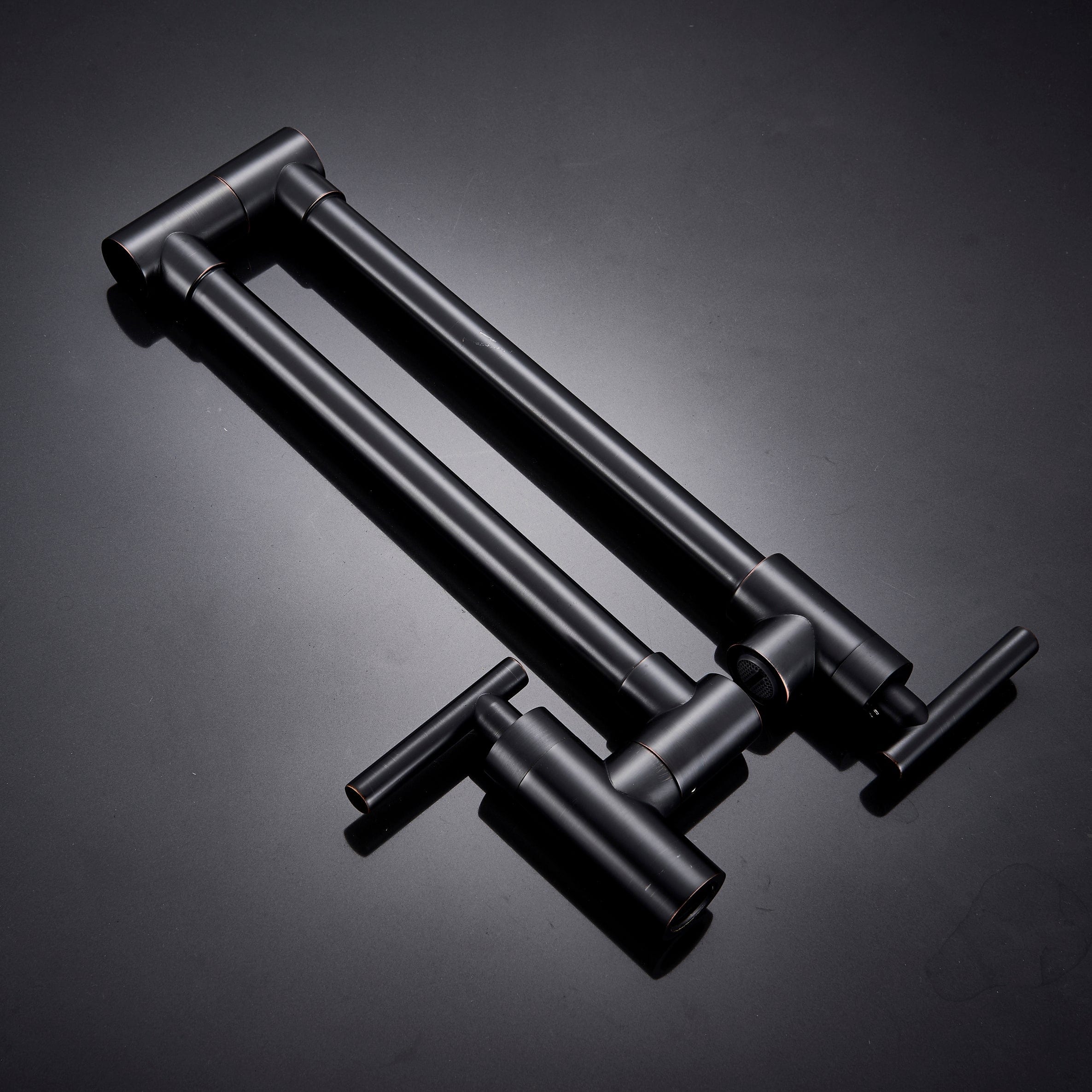 Baterie pentru aragaz din otel masiv, cu montare pe perete si cu brat pliabil, negru