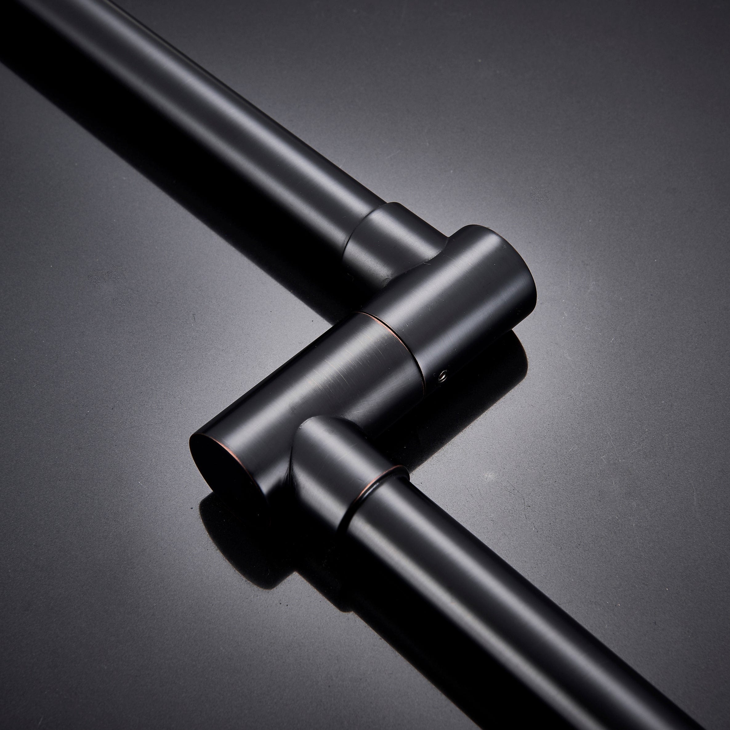 Baterie pentru aragaz din otel masiv, cu montare pe perete si cu brat pliabil, negru