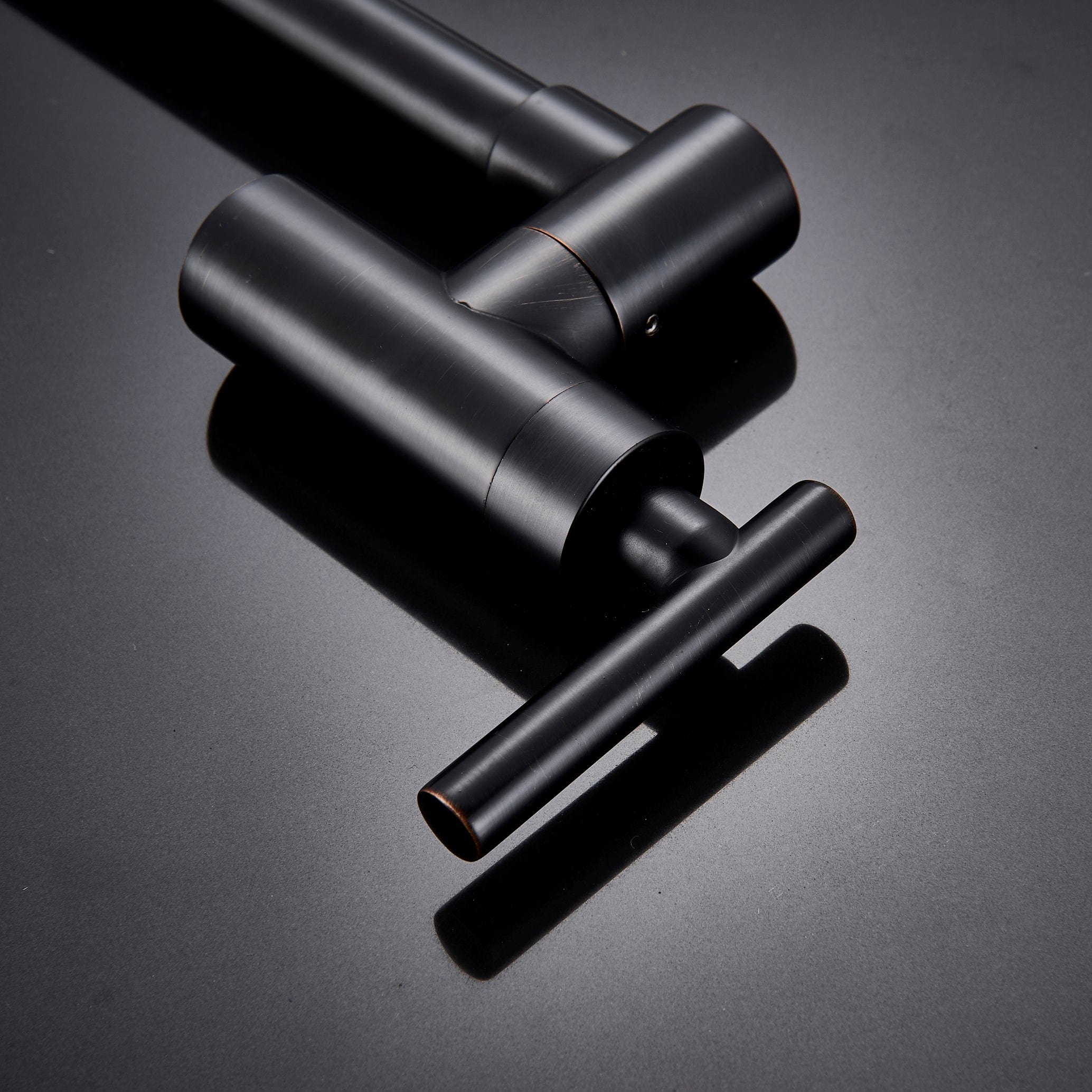 Baterie pentru aragaz din otel masiv, cu montare pe perete si cu brat pliabil, negru