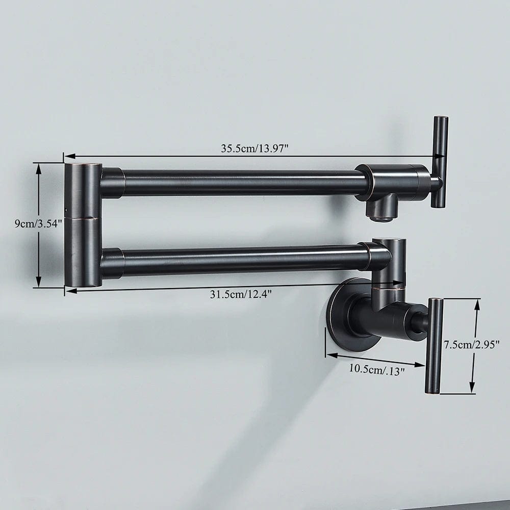 Baterie pentru aragaz din otel masiv, cu montare pe perete si cu brat pliabil, negru