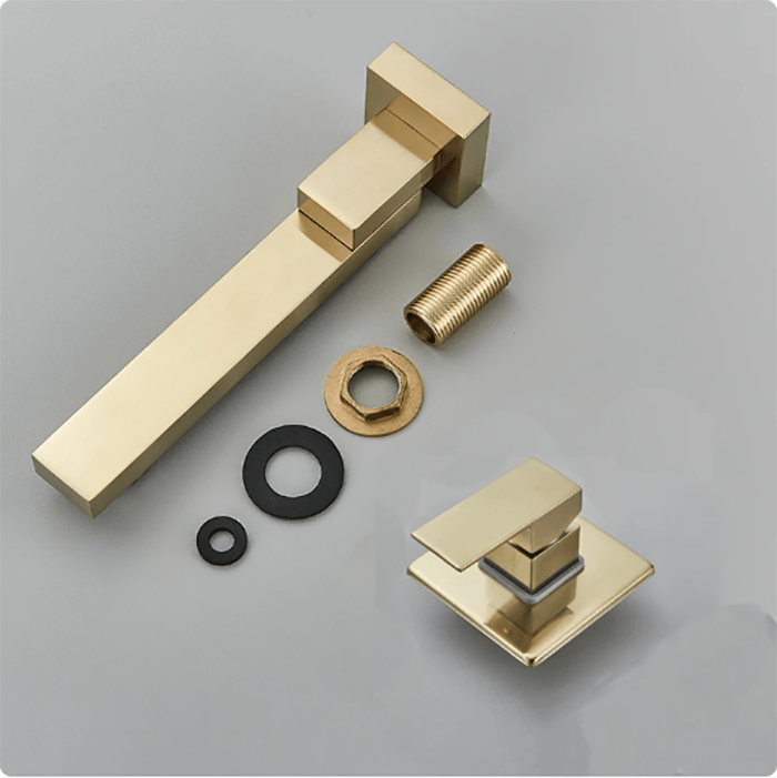 Baterie pentru lavoar, încastrată în perete, auriu