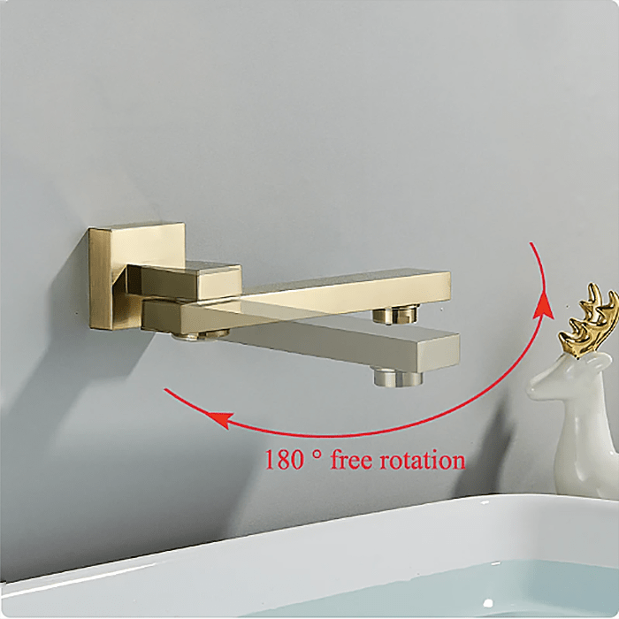 Baterie pentru lavoar, încastrată în perete, auriu