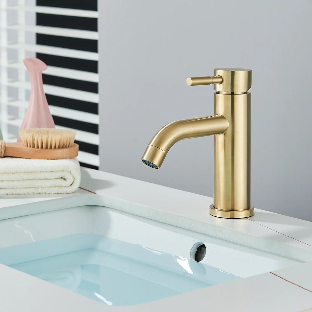 Baterie pentru lavoar low, auriu periat