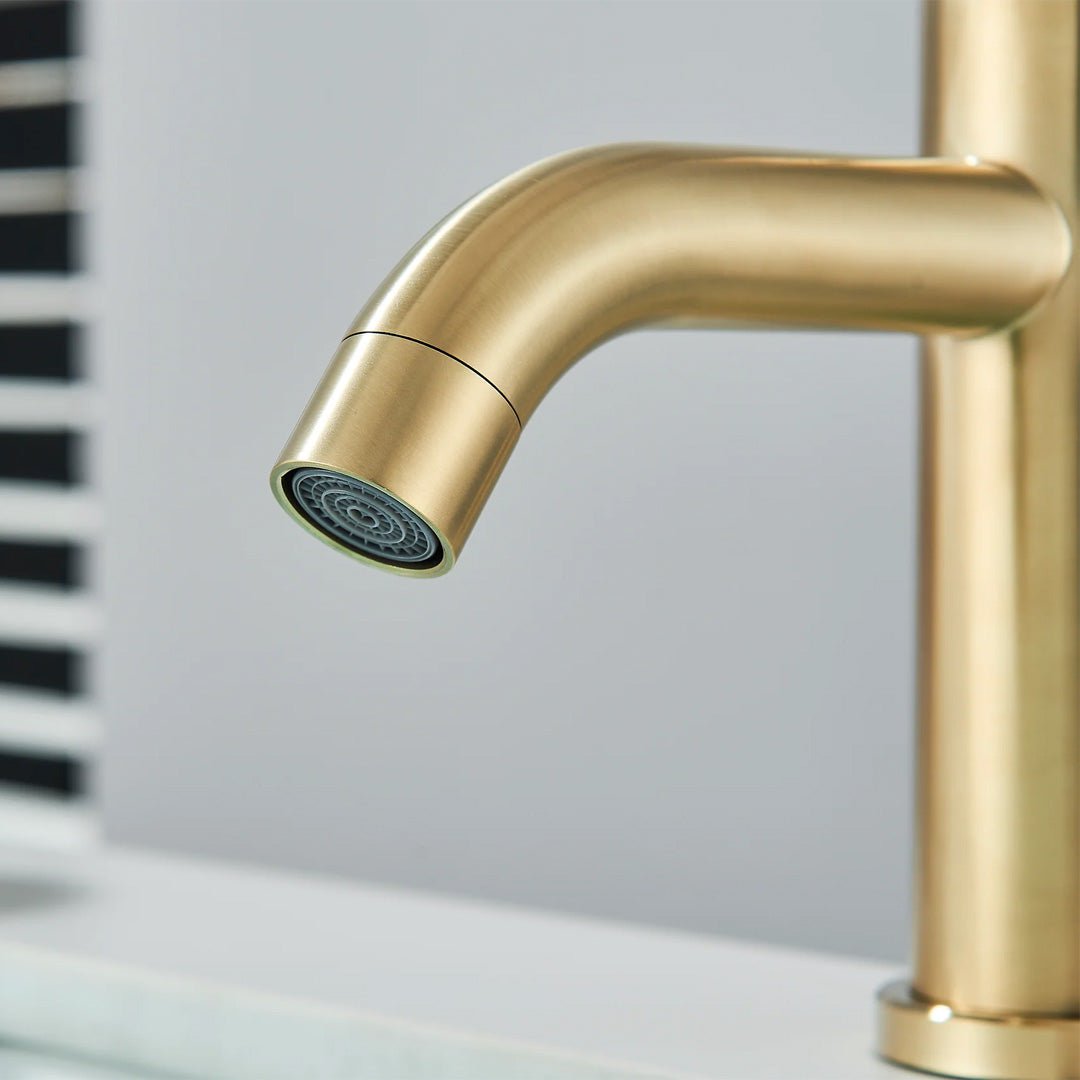 Baterie pentru lavoar low, auriu periat