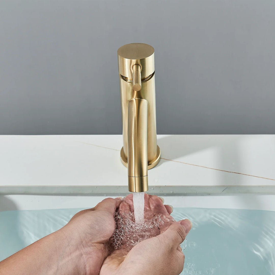 Baterie pentru lavoar low, auriu periat