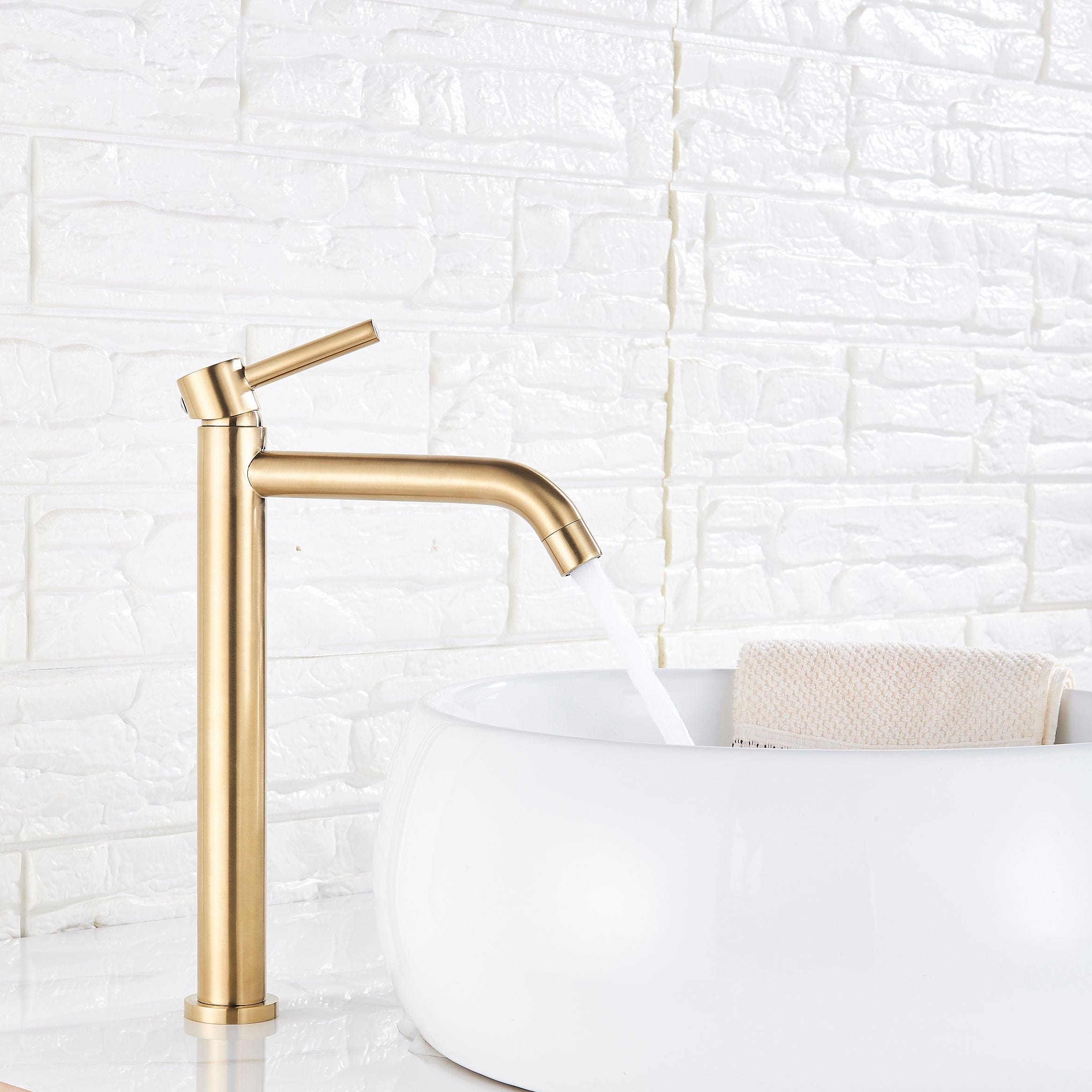 Baterie pentru lavoar slim Wasser Gold, cu montare pe blat, auriu