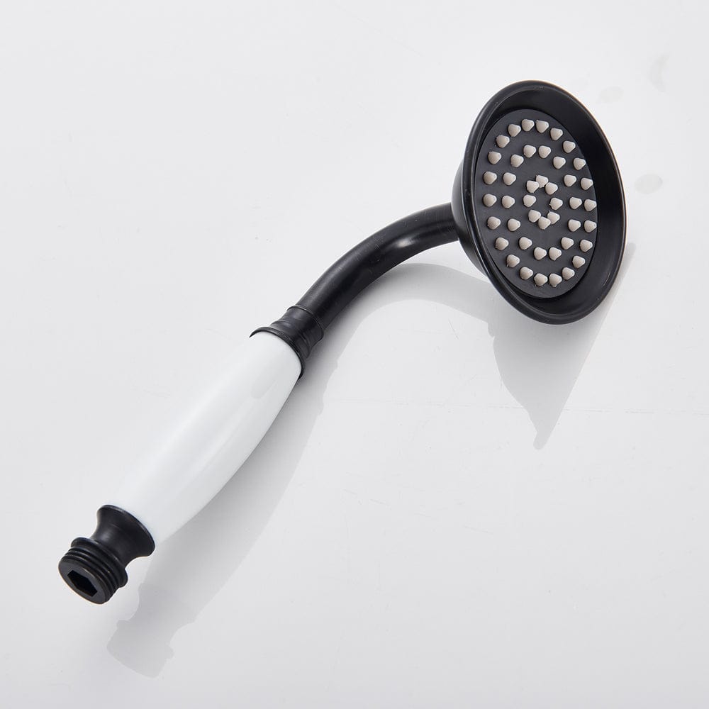 Baterie freestanding retro, negru mat cu bronz pe margine, 2 functii de curgere