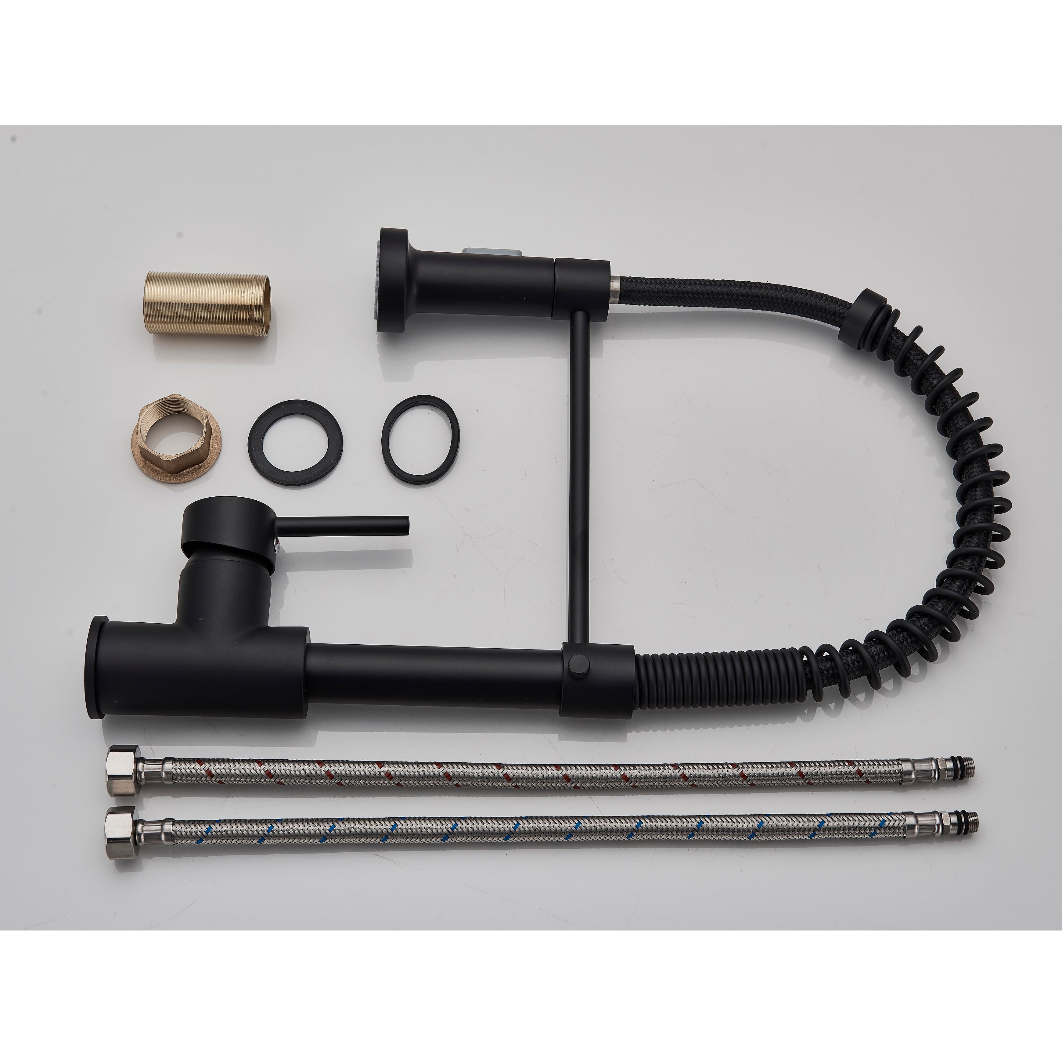 Baterie profesionala de bucatarie, cu dus flexibil, 2 functii de curgere, negru mat