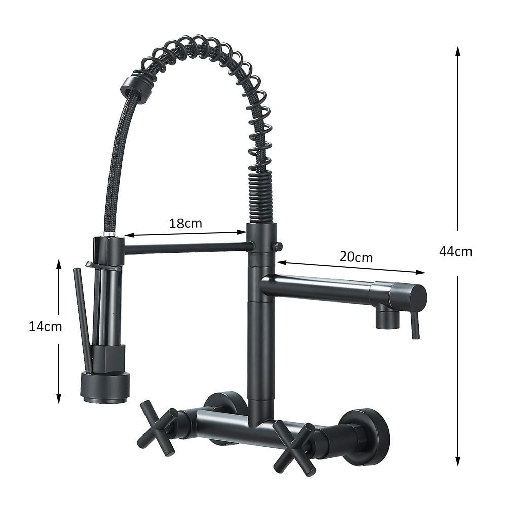 Baterie profesionala de bucatarie, cu dus flexibil, pipa pentru apa filtrata, negru mat