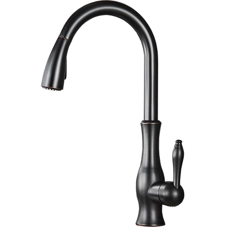 Baterie profesionala de bucatarie, negru cu bronz pe margine cu furtun extractibil si 2 functii de curgere