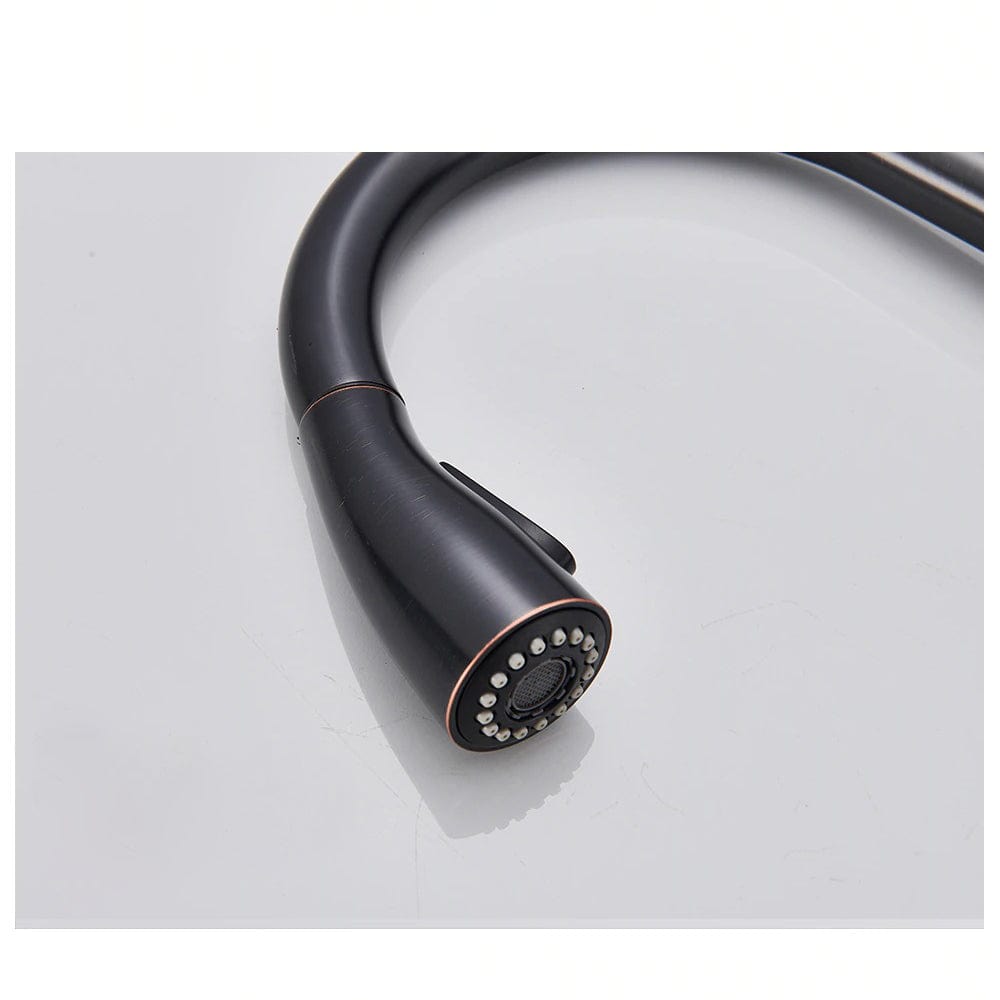 Baterie profesionala de bucatarie, negru cu bronz pe margine cu furtun extractibil si 2 functii de curgere