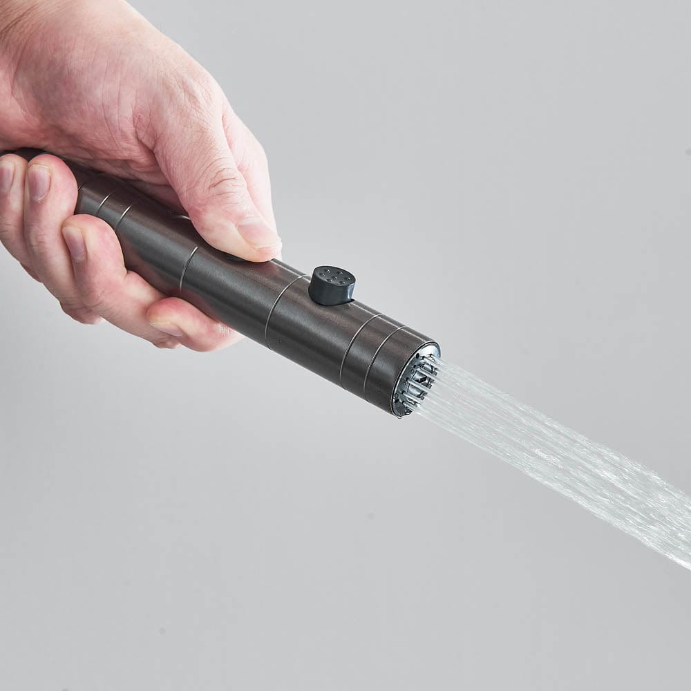 Coloană de duș cu afișaj digital și multiple funcții de curgere, gri, cu efect de ploaie