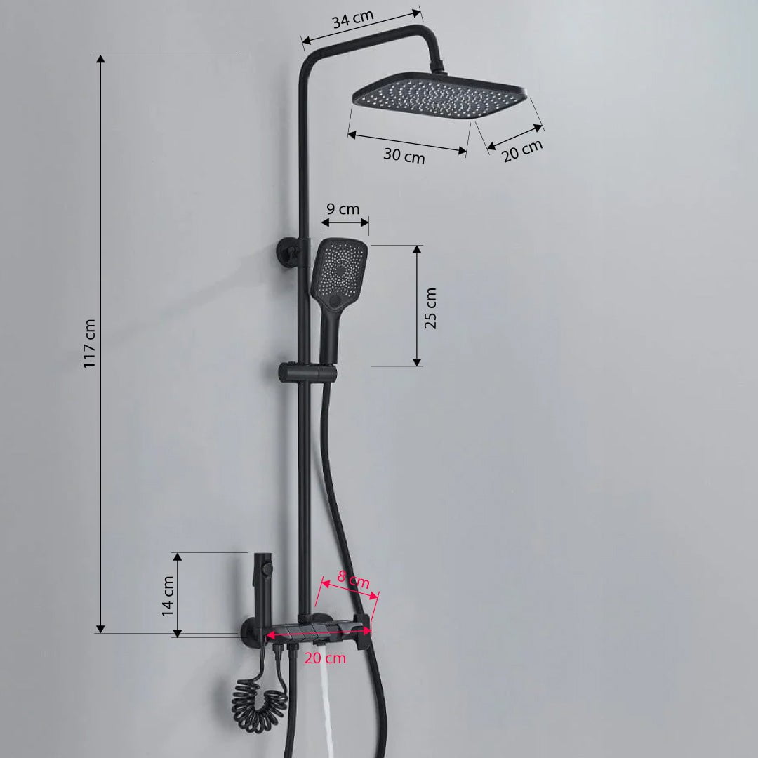 Coloana de dus, 4 functii de curgere, negru mat