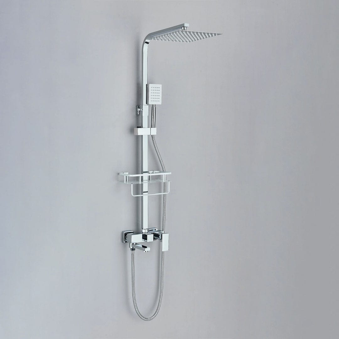 Coloana de dus, cu para patrata de 30 cm si efect de ploaie, argintiu